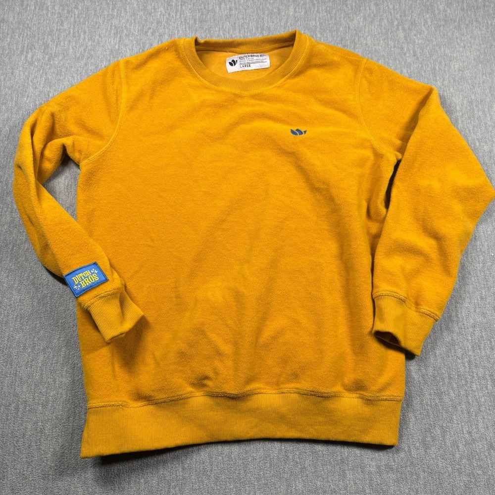 Dutch Bros Coffee Sweatshirt Adult Large Yellow Pullover French Terry‎ Dutch Luv
